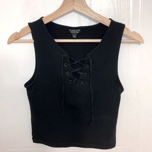 TOPSHOP Cropped Lace Up Tank